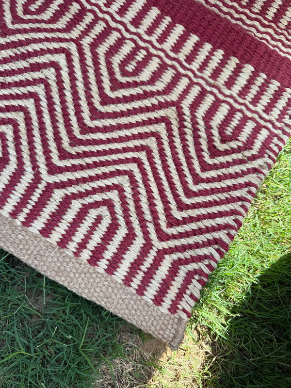 Tribal Geometric Handwoven Jute Rug 4X6- Boho Southwestern Farmhouse Decor, Large Area Rug