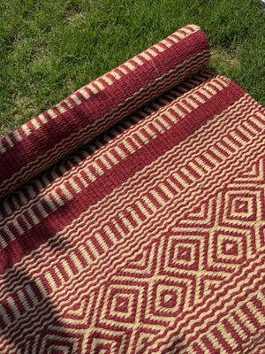 Tribal Geometric Handwoven Jute Rug 4X6- Boho Southwestern Farmhouse Decor, Large Area Rug