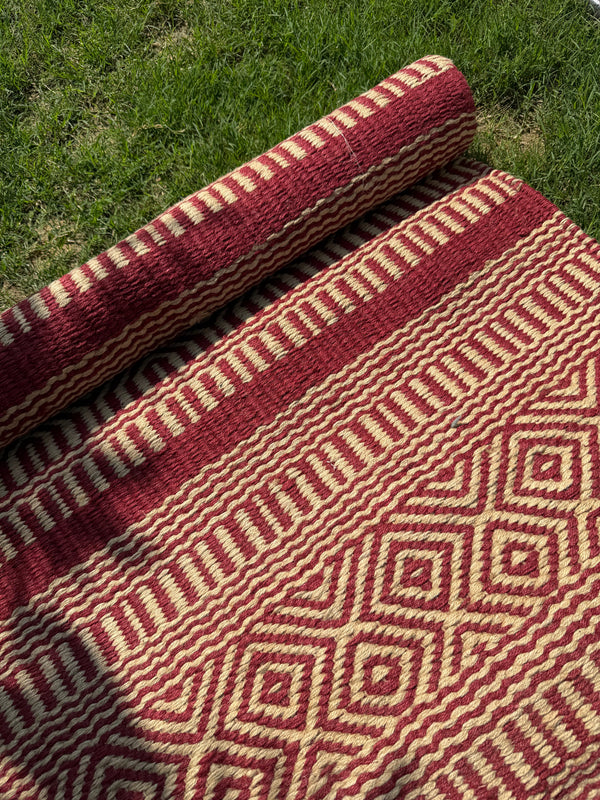 Tribal Geometric Handwoven Jute Rug 4X6- Boho Southwestern Farmhouse Decor, Large Area Rug