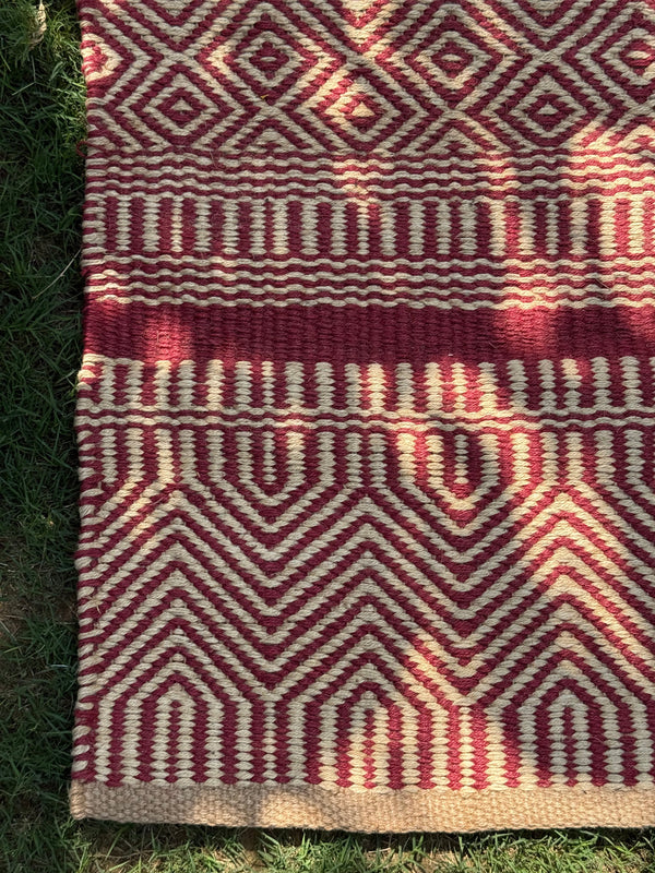 Tribal Geometric Handwoven Jute Rug 4X6- Boho Southwestern Farmhouse Decor, Large Area Rug