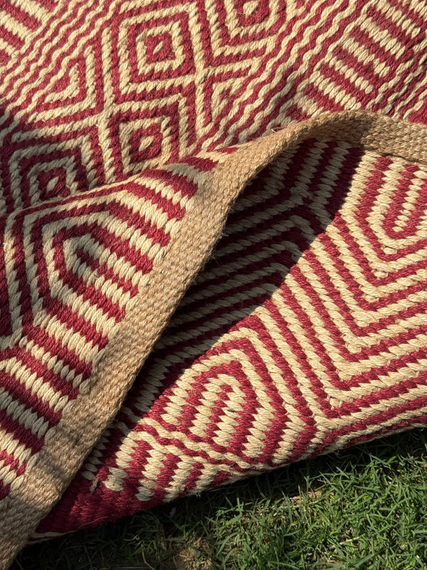 Tribal Geometric Handwoven Jute Rug 4X6- Boho Southwestern Farmhouse Decor, Large Area Rug