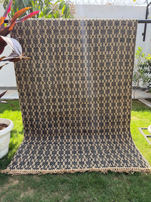 Handwoven Natural & Black Diamond Pattern Rug- 4X6 Boho Jute Hemp Area Rug
