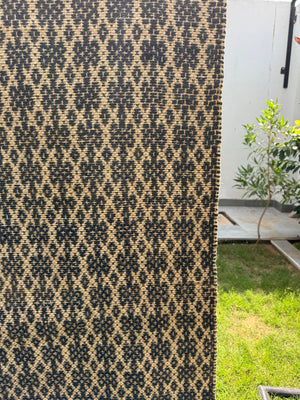 Handwoven Natural & Black Diamond Pattern Rug- 4X6 Boho Jute Hemp Area Rug