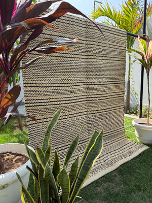 4X6 Chunky Jute Area Rug - Handwoven Black Striped Rug, Eco-Friendly, Bohemian Home Decor