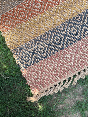 Multicolor Boho Tribal Area Rug 4X6, Farmhouse Decor