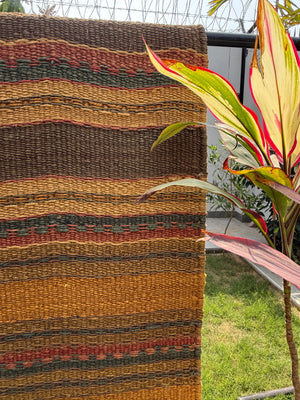 8X10 Handwoven Mustard & Earth Tone Striped Jute Area Rug