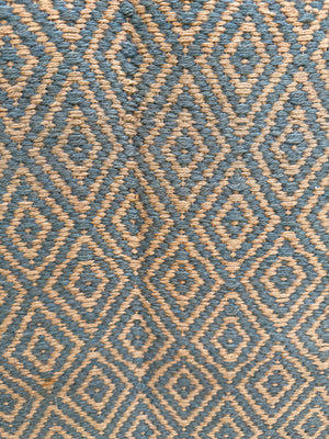Handwoven Navy Diamond Flatweave Rug- Natural Boho Jute Runner 4x6