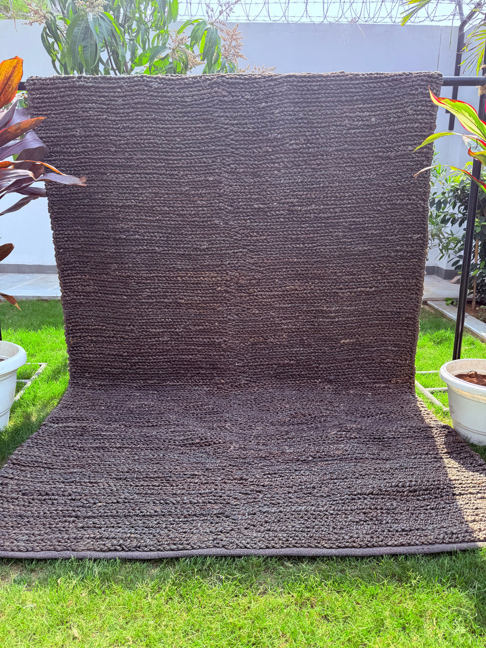 Solid Purple Shuttle Loop Jute Rug, Handwoven Area Carpet, Living Room Decor, Eco-Friendly