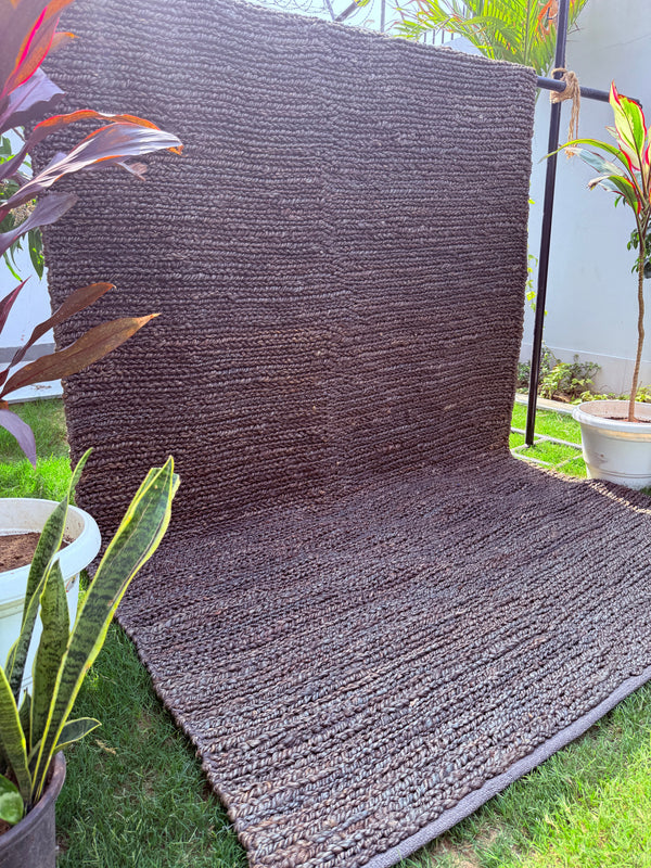 Solid Purple Shuttle Loop Jute Rug, Handwoven Area Carpet, Living Room Decor, Eco-Friendly