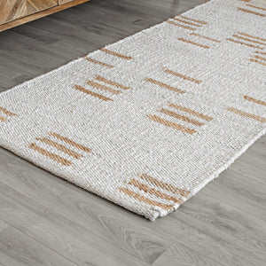 Seedhi Striped Natural Jute Boho Area Rug, Off White