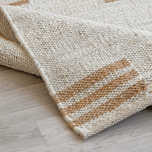 Seedhi Striped Natural Jute Boho Area Rug, Off White