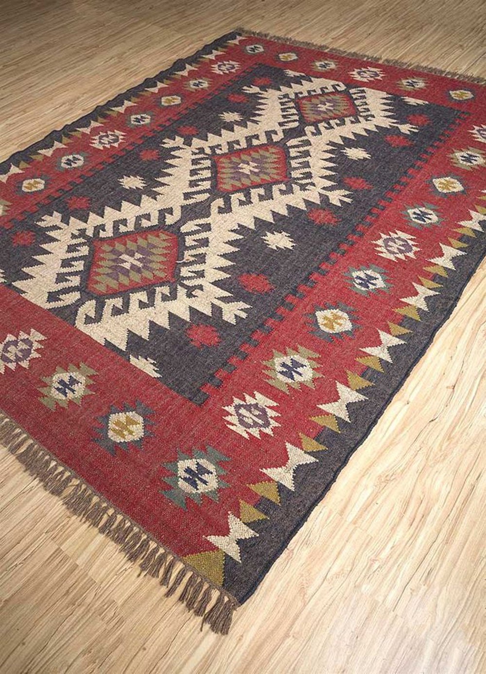Shrinkhla Handwoven Jute Wool Kilim Rug