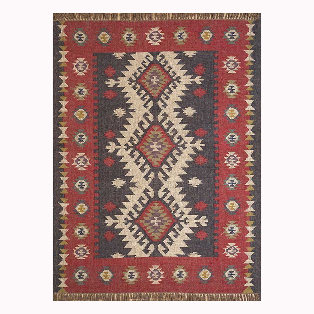 Shrinkhla Handwoven Jute Wool Kilim Rug