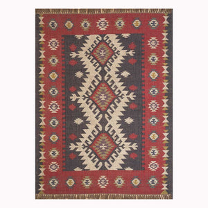 Shrinkhla Handwoven Jute Wool Kilim Rug