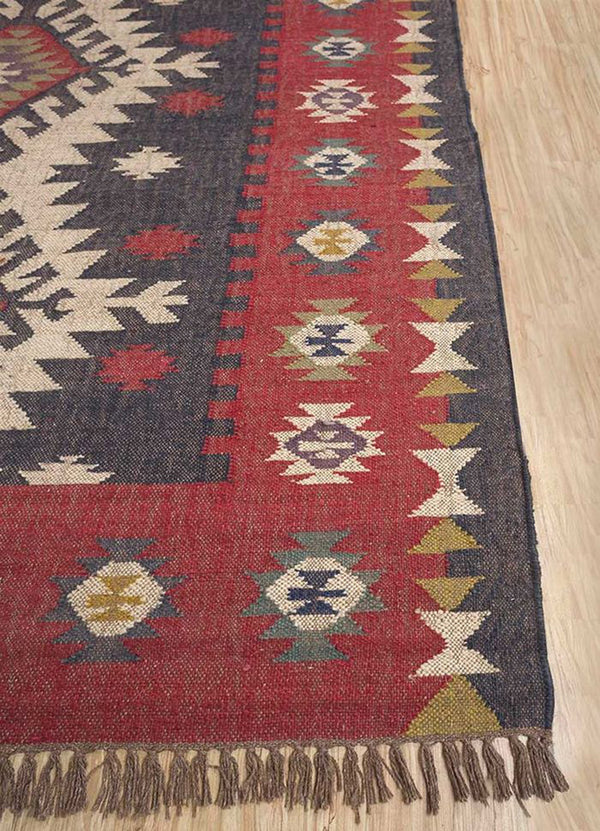 Shrinkhla Handwoven Jute Wool Kilim Rug