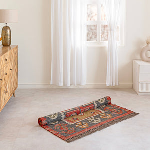 Mahal Rustic Jute Wool Kilim Area Rug