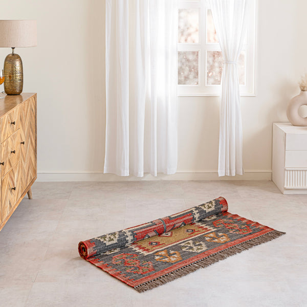 Mahal Rustic Jute Wool Kilim Area Rug
