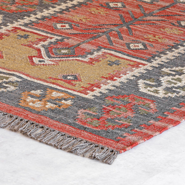 Mahal Rustic Jute Wool Kilim Area Rug