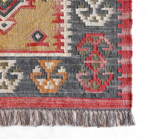 Mahal Rustic Jute Wool Kilim Area Rug