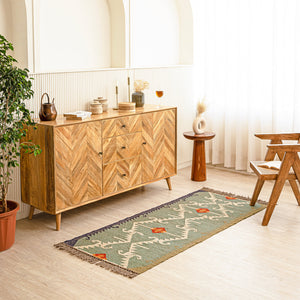 Tanvi Jute Wool Rustic Kilim Boho Area Rug