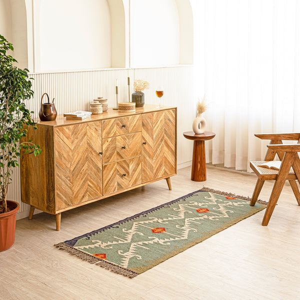 Tanvi Jute Wool Rustic Kilim Boho Area Rug