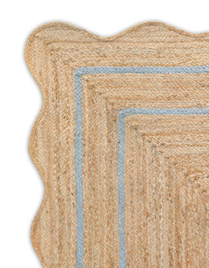 Wave Scallop Natural Jute Area Rug Grey Border
