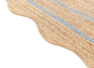 Wave Scallop Natural Jute Area Rug Grey Border