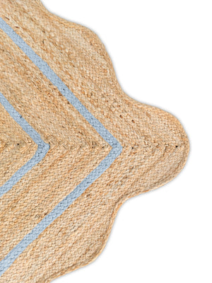 Wave Scallop Natural Jute Area Rug Grey Border