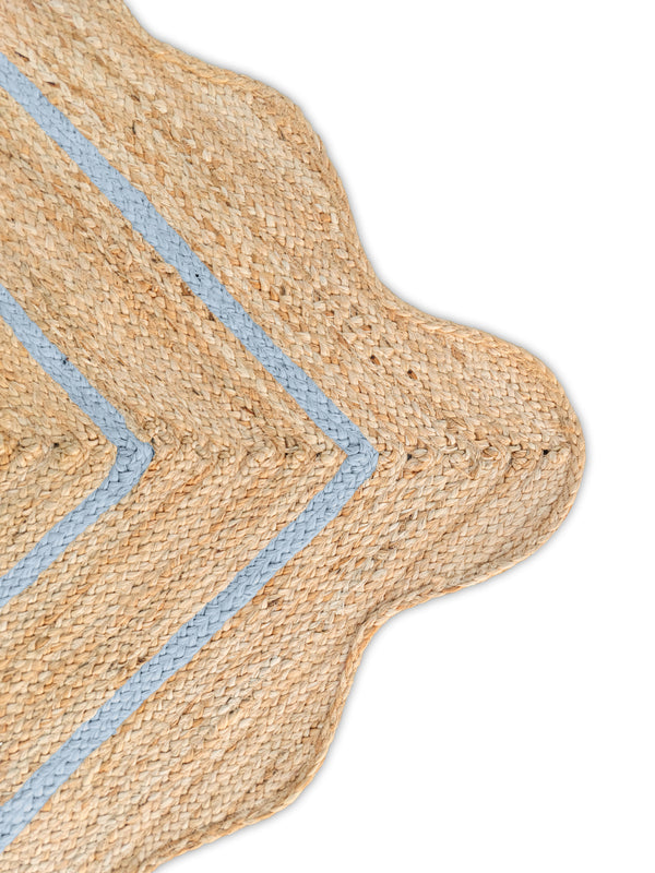 Wave Scallop Natural Jute Area Rug Grey Border