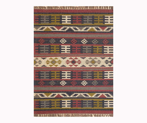 Mala Handwoven Jute Wool Kilim Rug
