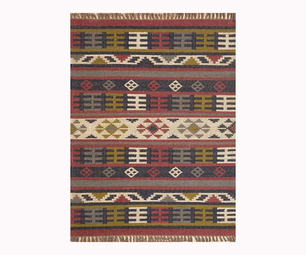 Mala Handwoven Jute Wool Kilim Rug