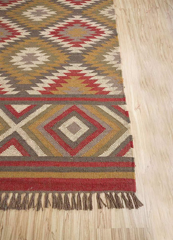 Sitara Bohemian Jute Wool Kilim Rug