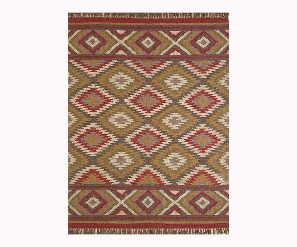 Sitara Bohemian Jute Wool Kilim Rug