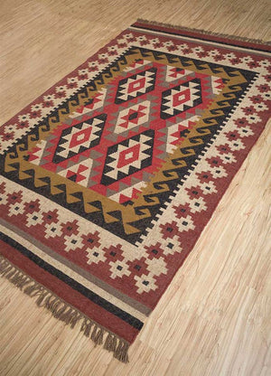 Kilup Handwoven Jute Wool Kilim Rug