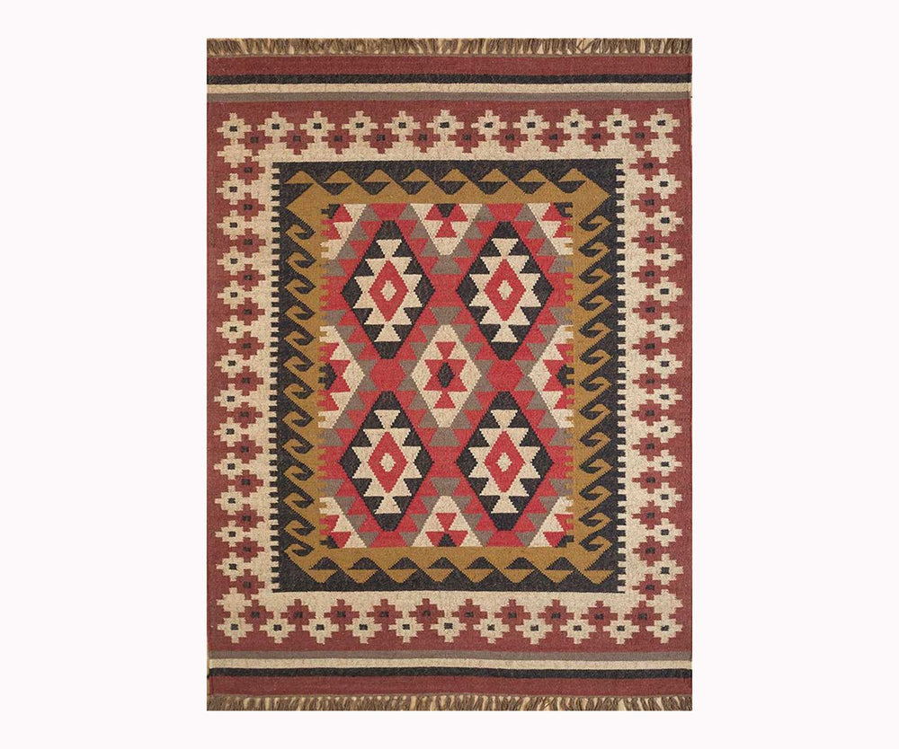 Kilup Handwoven Jute Wool Kilim Rug