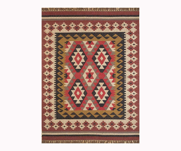 Kilup Handwoven Jute Wool Kilim Rug